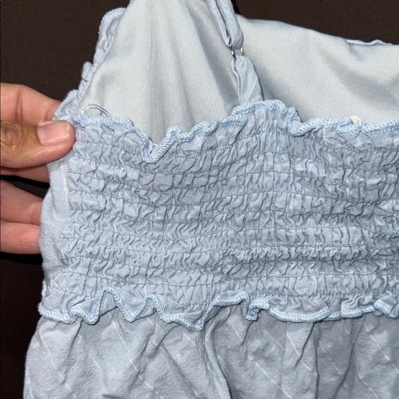 Kirious Los Angeles Light Blue Smocked Ruffled Babydoll Top, Size S - Picture 4 of 8